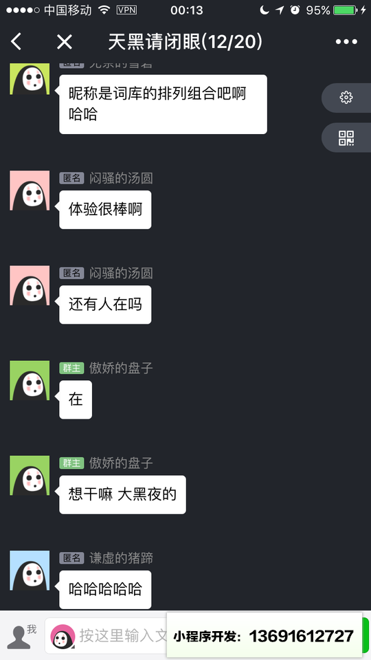 匿名聊聊小程序截图