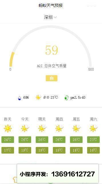蚂蚁天气预报小程序截图