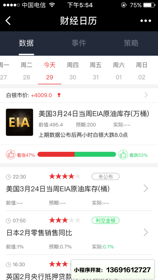 全民财经日历小程序截图