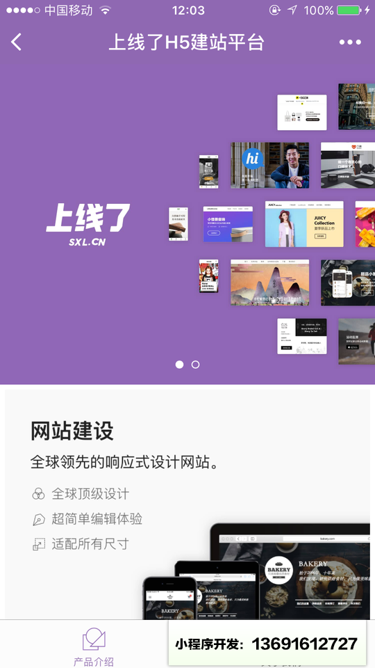 上线了H5建站平台小程序截图
