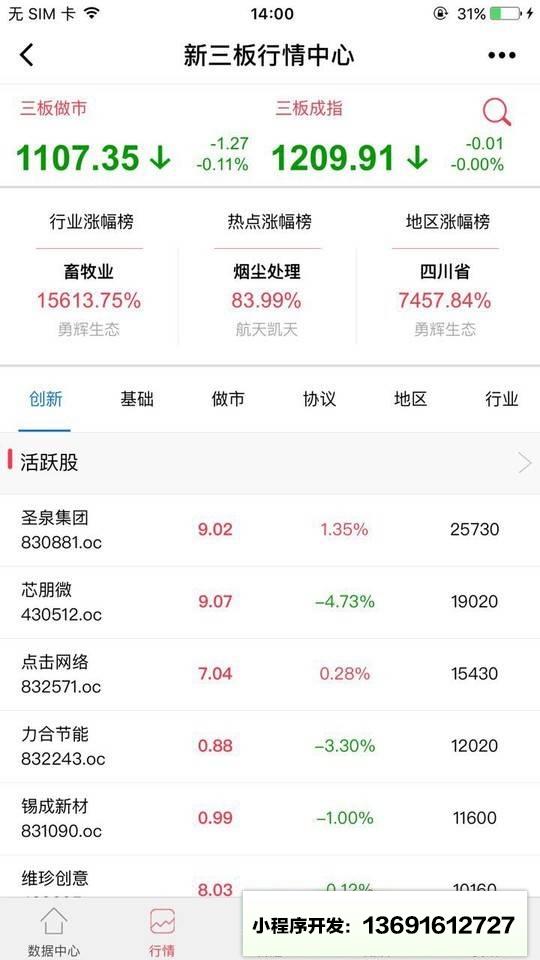 新三板数据中心小程序截图